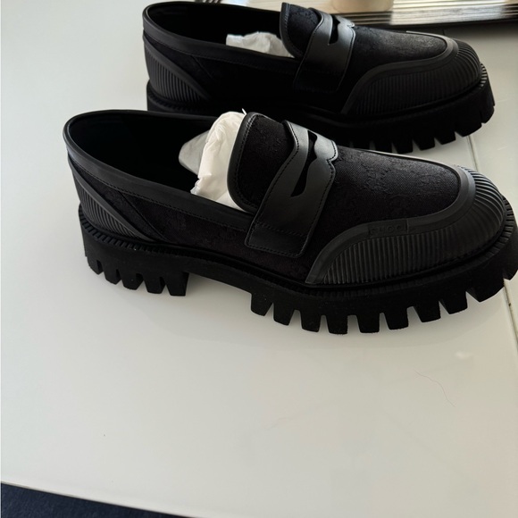 NWT Gucci Black Canvas monogram GG chunky loafers - Picture 6 of 6